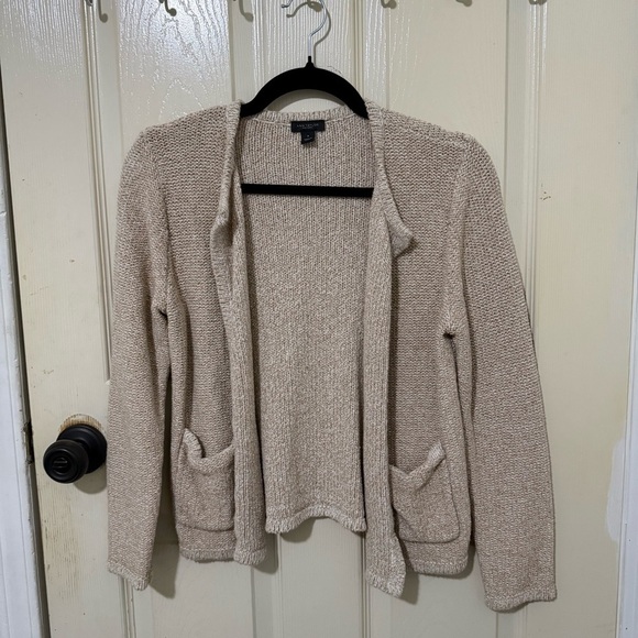 Ann Taylor Factory Sweaters - Ann Taylor Factory Beige Knit Open Cardigan Size M